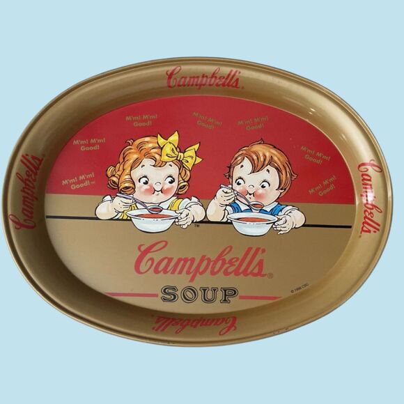 1998 Campbell’s Soup Oval Metal Serving Tray 11" Vintage Kitchen Advertising - Picture 1 of 4